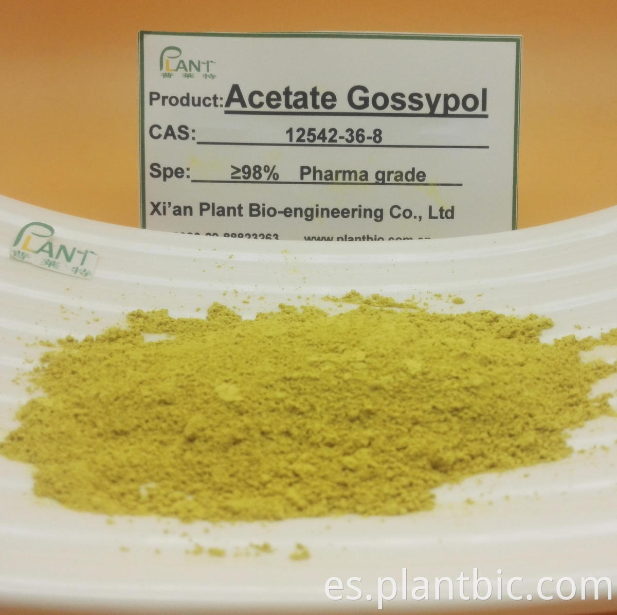 Polvo caliente del acetato del gosipol CAS 12542-36-8 del acetato del gosipol del ingrediente de Pharma del hombre de la venta el 98%